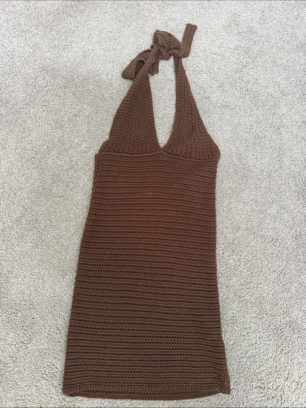 Peppermayo Brown Crochet Halter Swim Coverup